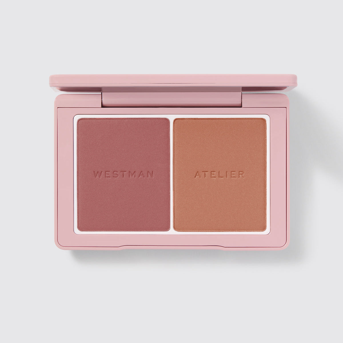 Westman Atelier Powder Duos featuring a blush and bronzer in a sleek compact for a natural glow