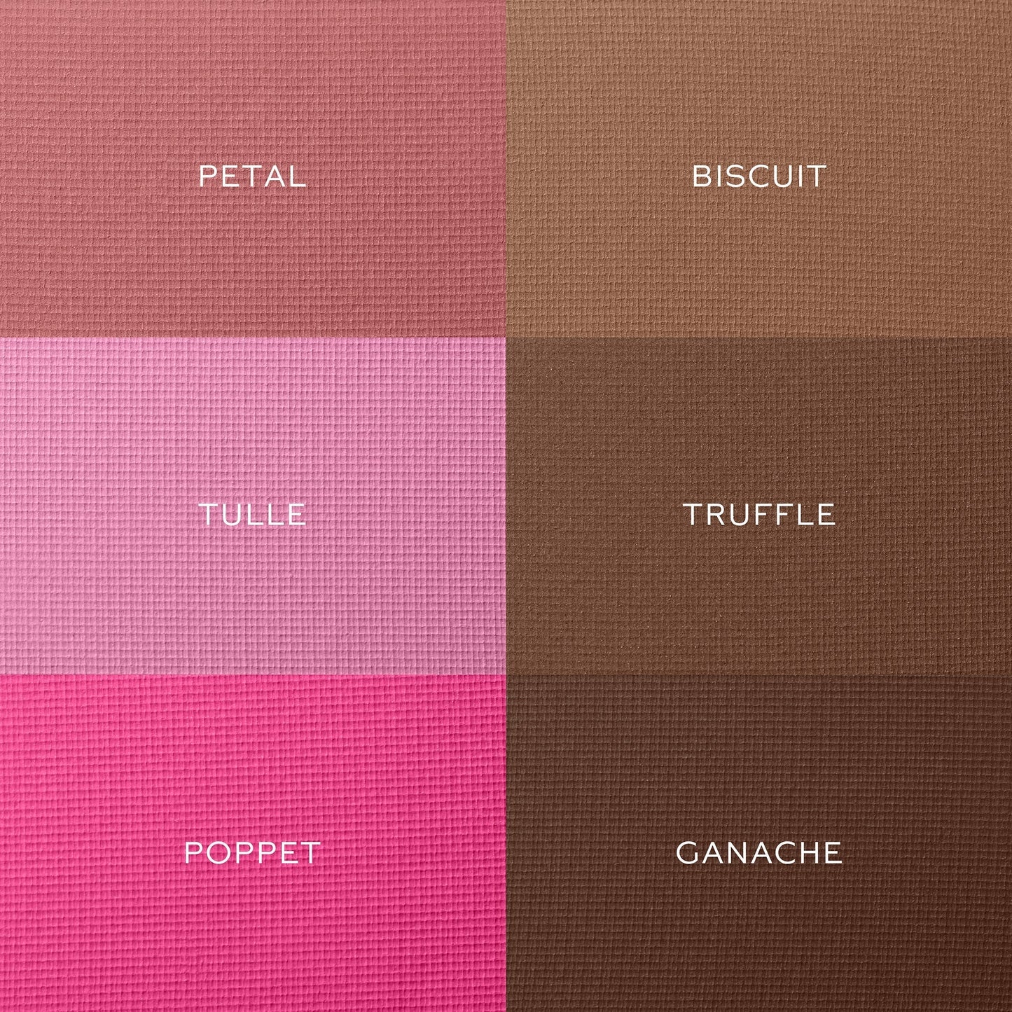 Westman Atelier Powder Duos featuring shades Petal, Biscuit, Tulle, Truffle, Poppet, and Ganache