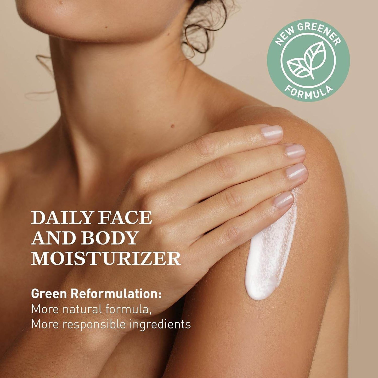 Embryolisse Lait-Creme Fluide daily face and body moisturizer with new greener formula applied on shoulder