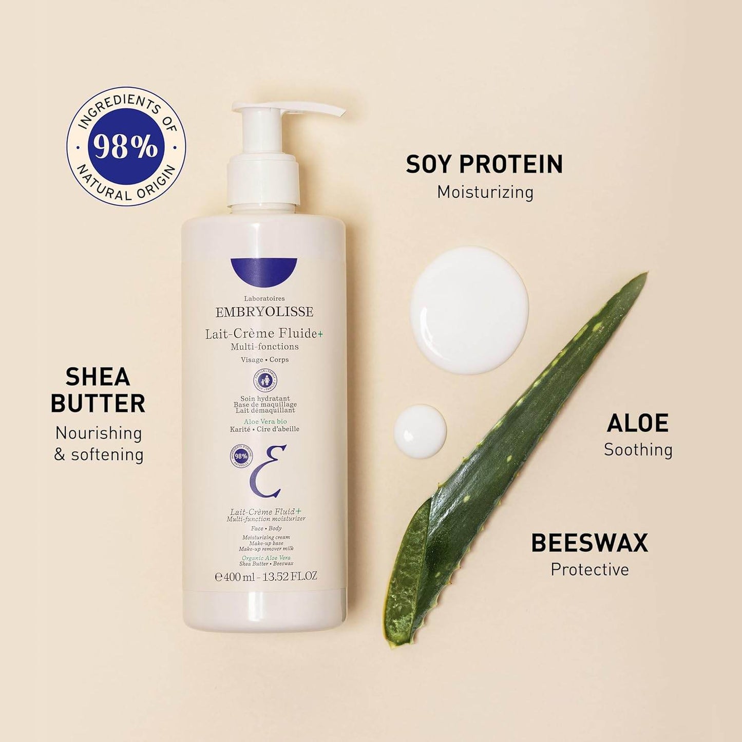 Embryolisse Lait-Creme Fluide moisturizing lotion with shea butter aloe soy protein and beeswax