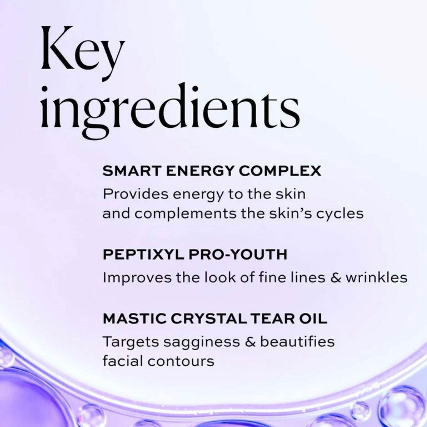 Key ingredients of Natura Bisse Energizing Rejuvenating Luxury Serum with Smart Energy Complex and Peptixyl Pro-Youth