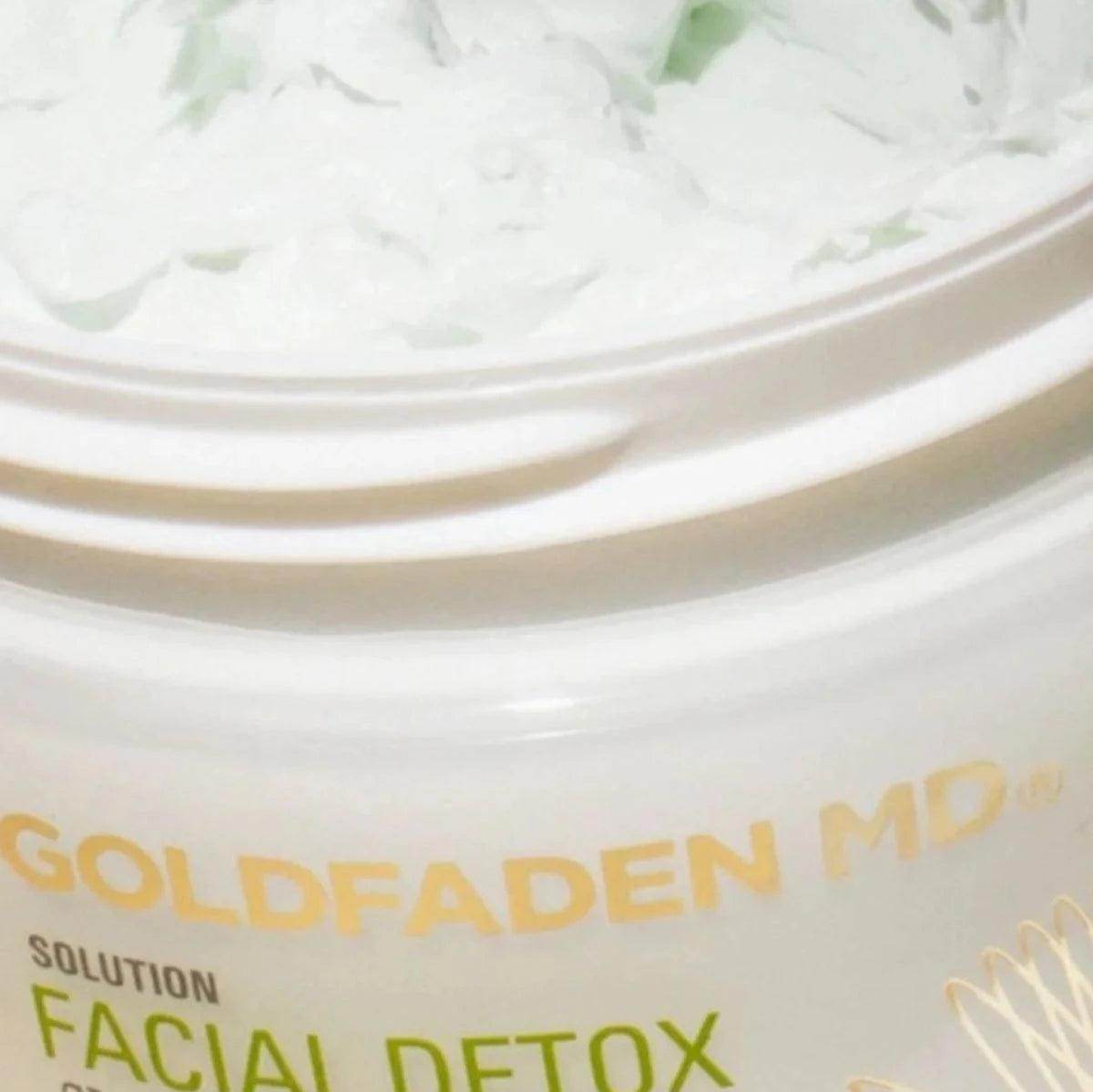 Goldfaden MD Facial Detox Mask Clarify & Clear Mask in white jar with creamy texture