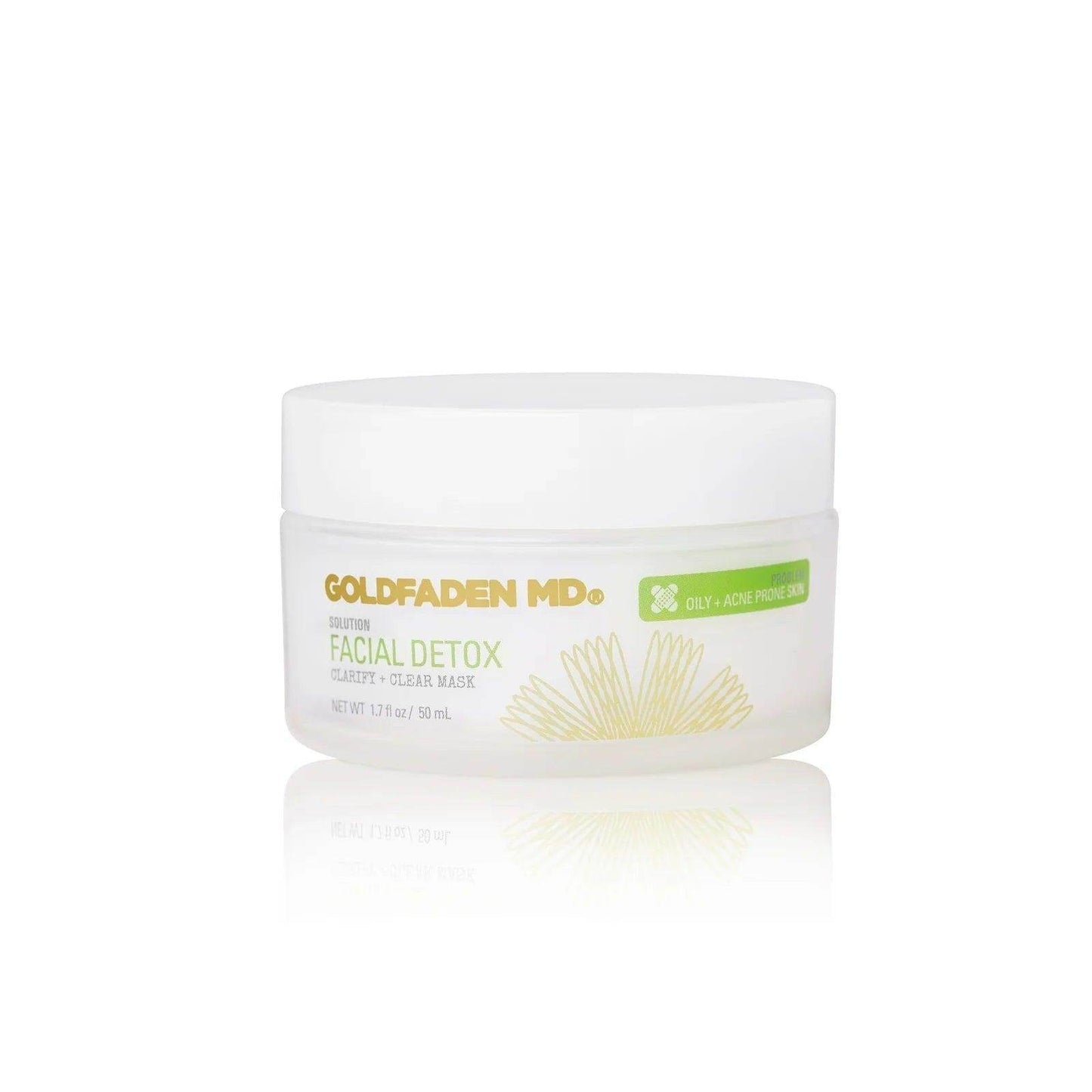 Goldfaden MD Facial Detox Mask Clarify Clear Mask for oily acne prone skin in a white jar