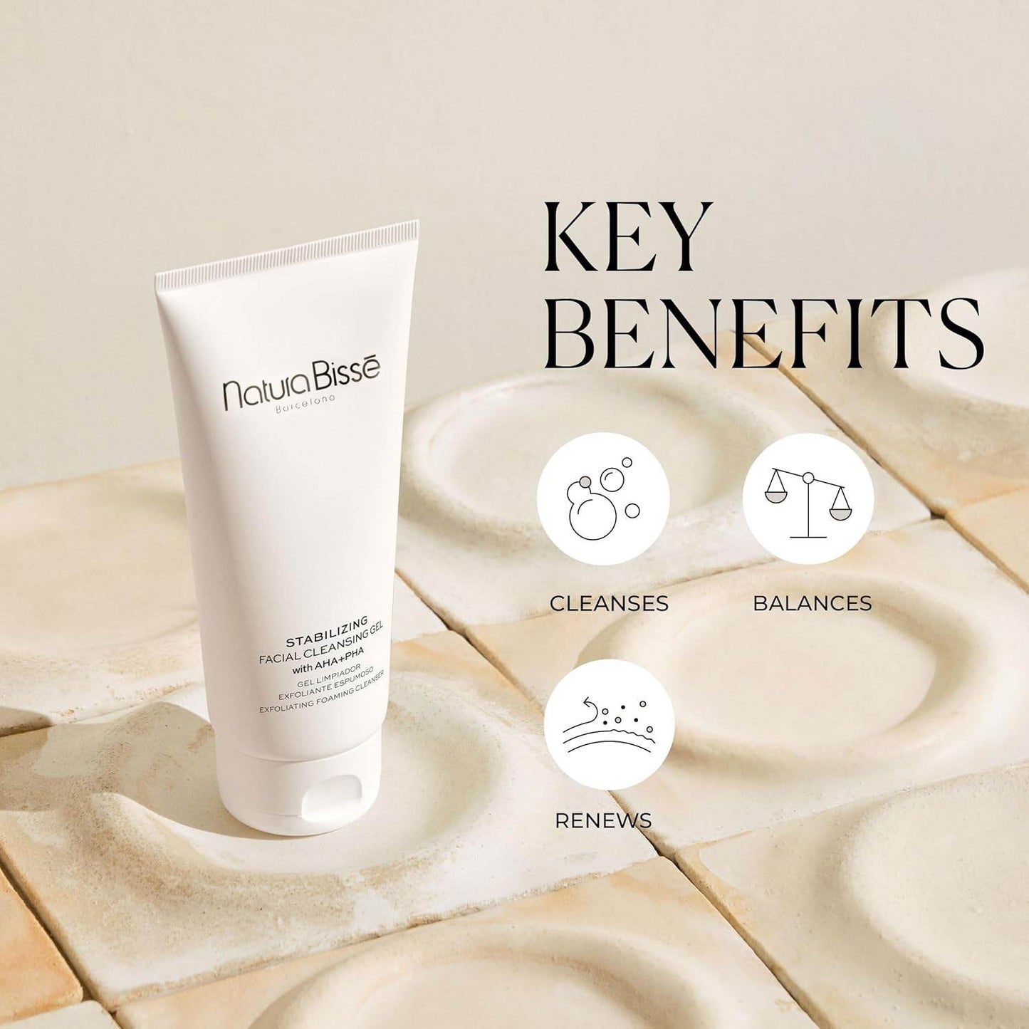 Natura Bisse Cleansing Exfoliating Gel stabilizing facial cleanser with AHA and PHA for balanced skin renewal