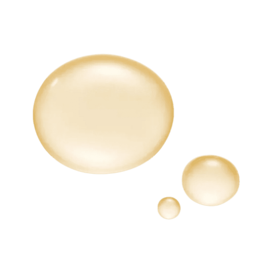 Natura Bisse Firming Serum with Vitamin C in three different droplet sizes showing its smooth texture