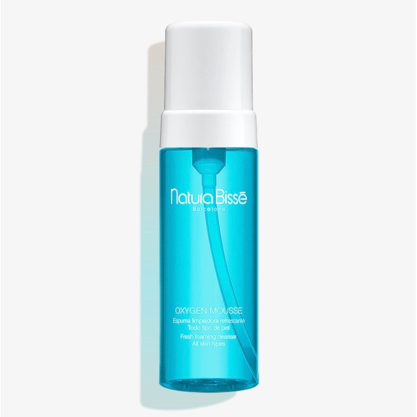 Natura Bisse Fresh Foaming Cleanser Oxygen Mousse in blue bottle with white cap for all skin types
