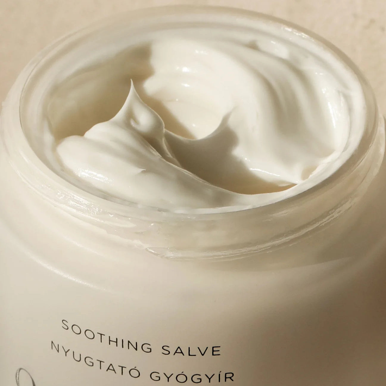 Close-up of Omorovicza Soothing Salve cream texture in open jar container