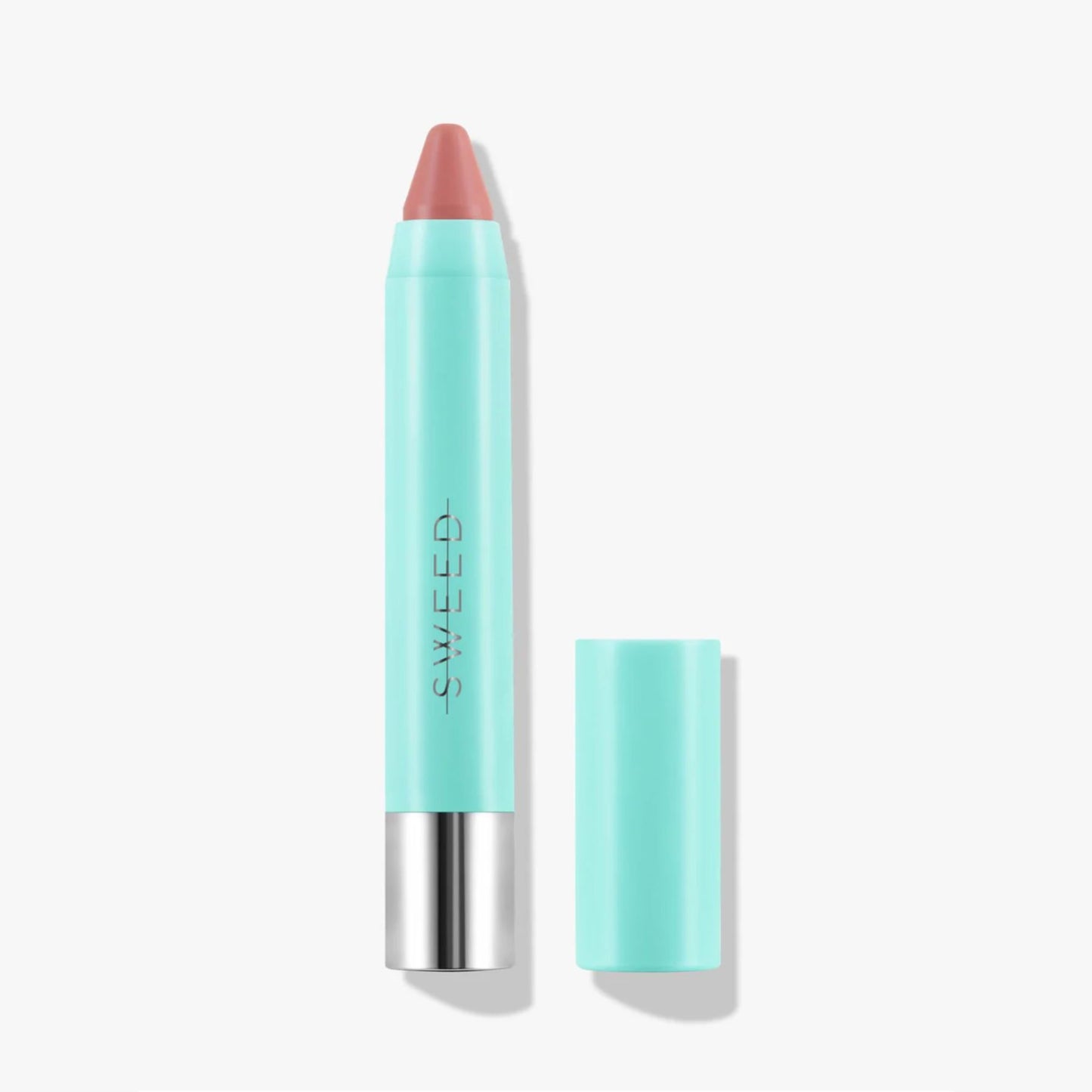 Sweed Luxury Lip Crayon in soft pink shade with a sleek turquoise design