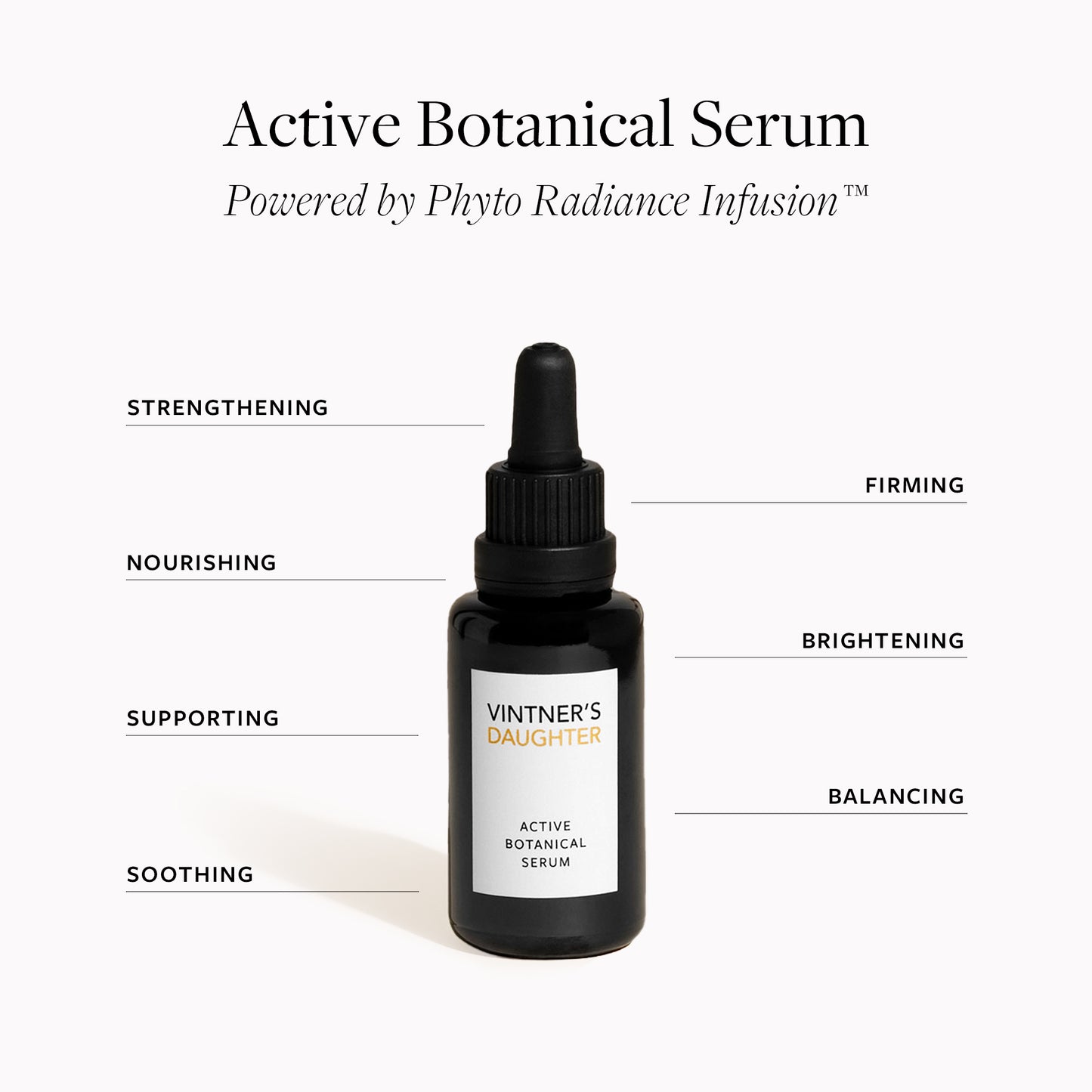 Vintner's Daughter Active Botanical Serum bottle highlighting nourishing and restorative moisture benefits