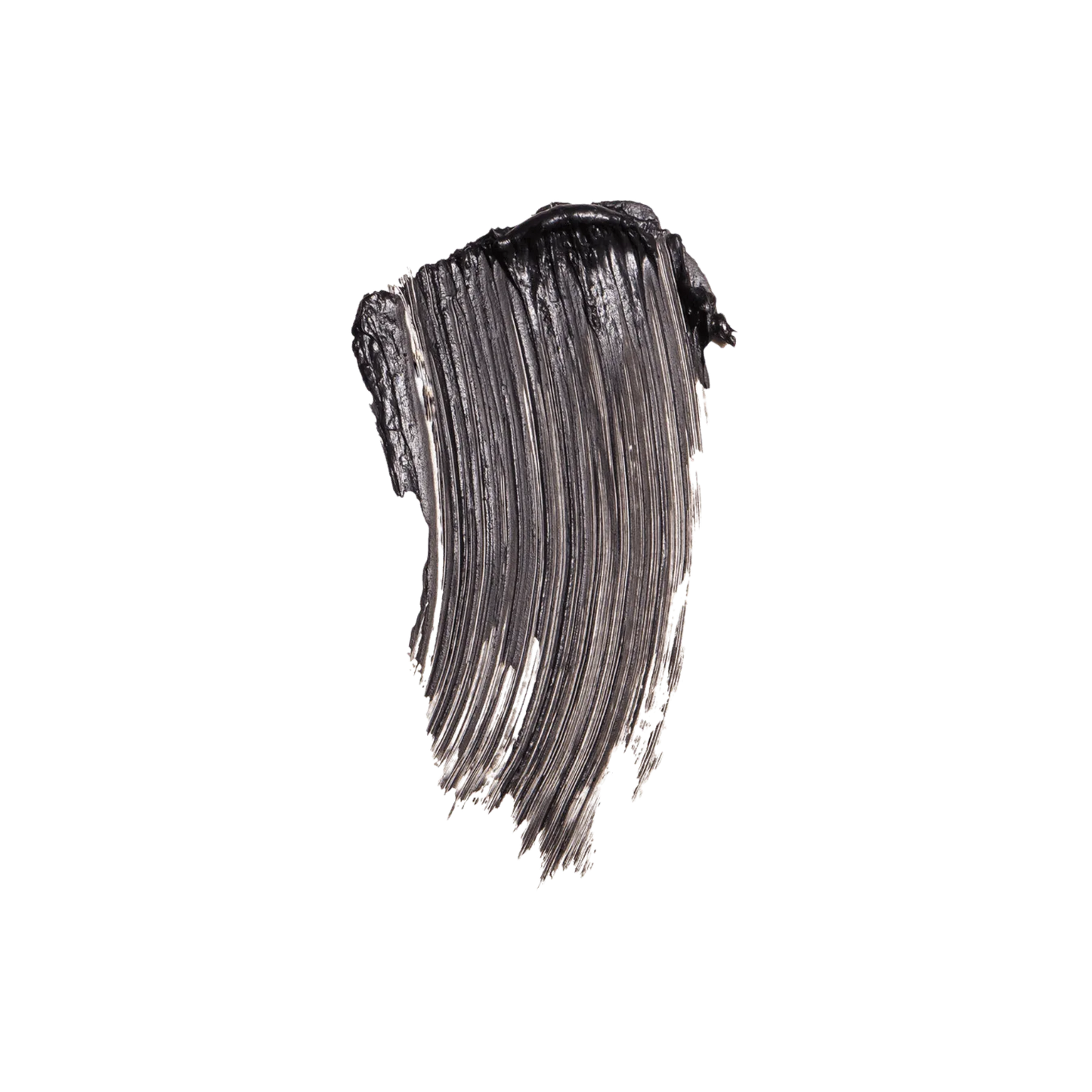 Swatch of Westman Atelier Buildable Mascara showing smooth, dark black formula on a black background
