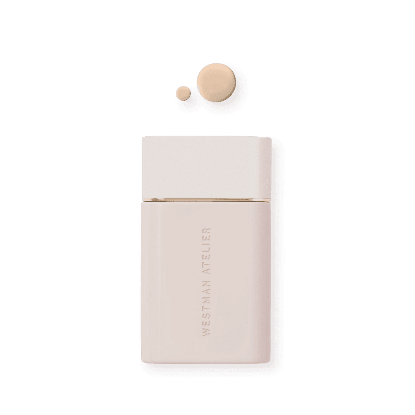 Westman Atelier Radiant Skin Tint in a luxury bottle with swatches of foundation shades above