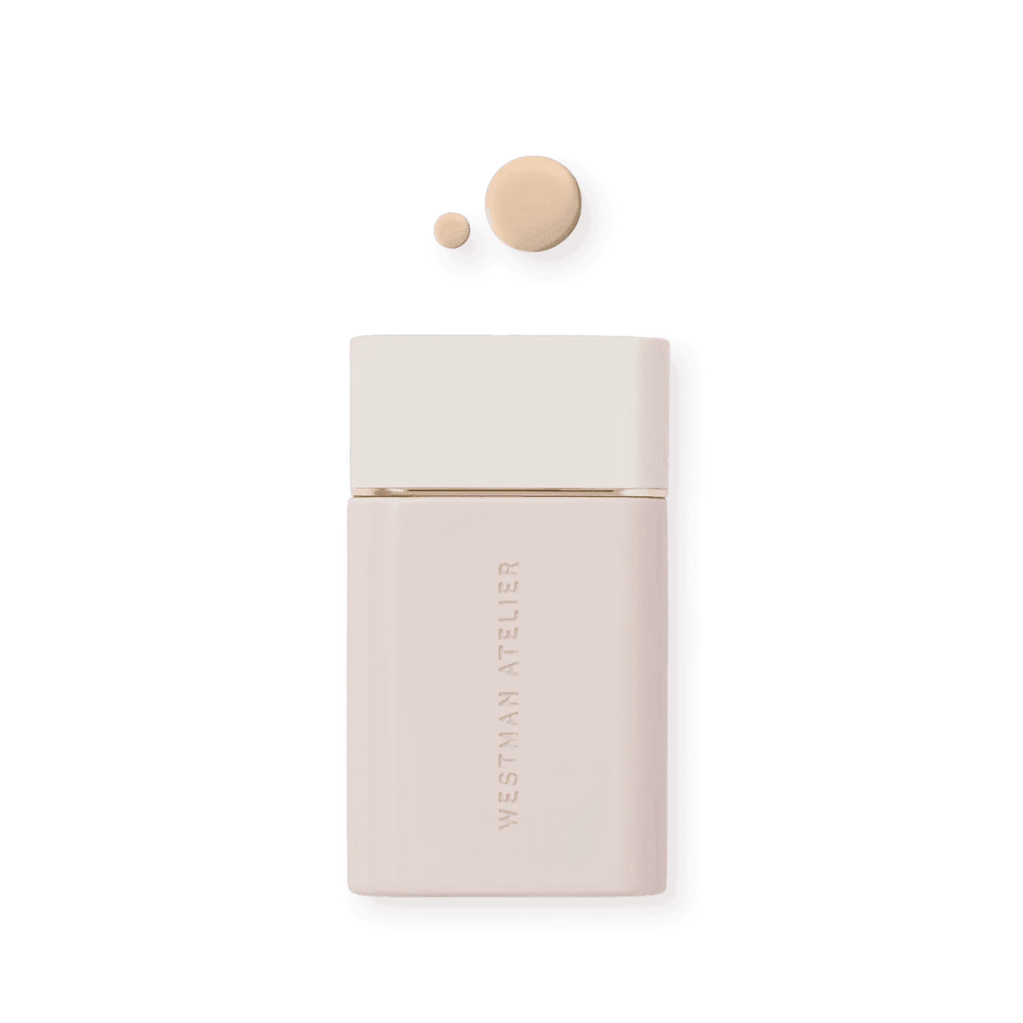 Westman Atelier Radiant Skin Tint in a luxury bottle with swatches of foundation shades above