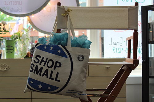 Shop Small Businesses Bag Hanging on a Chair | About Us Page