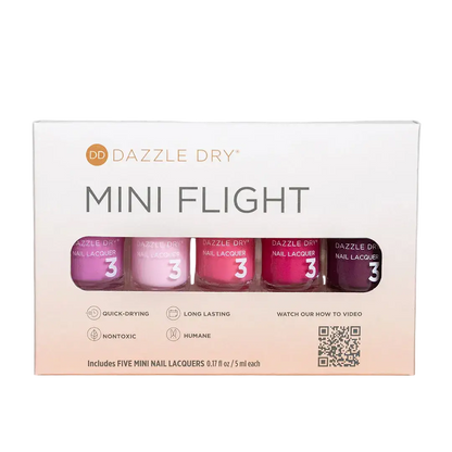 Dazzle Dry mini nail polish set packaging on a light gray background