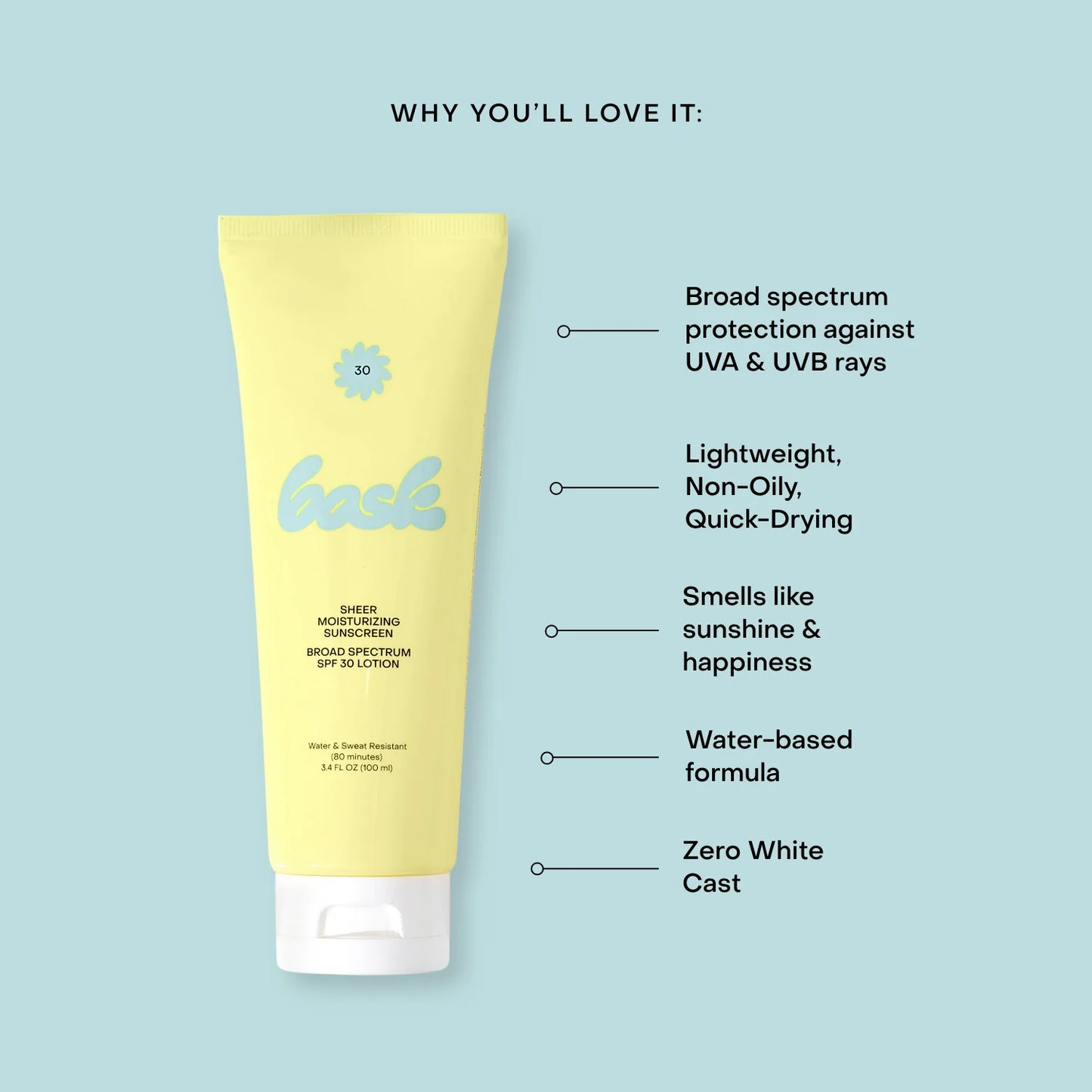 Sheer Moisturizing Sunscreen SPF 30 Lotion | Shop Bask at London Beauty