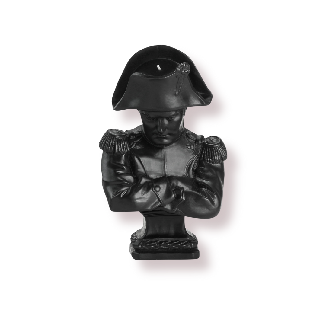 Black beeswax candle Napoleon bust