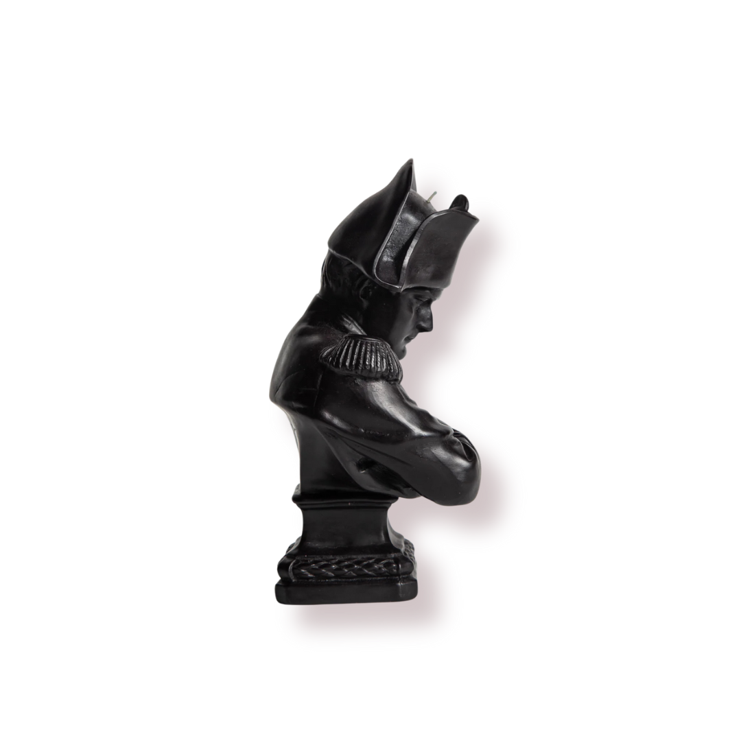 Black beeswax candle Napoleon bust