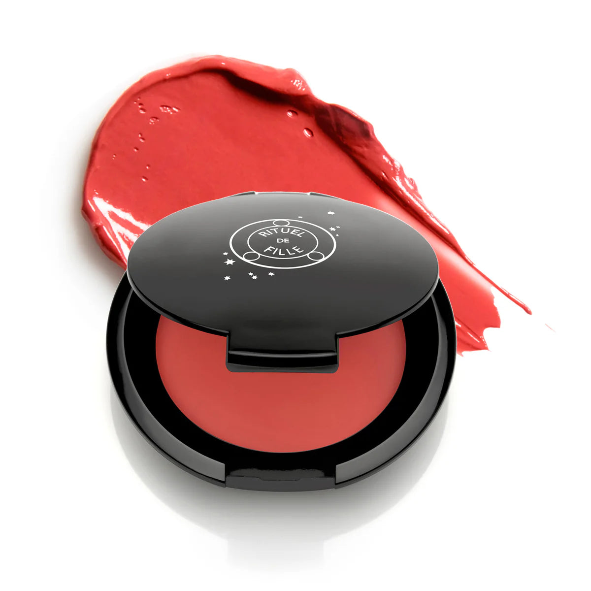 Rituel de Fille Jelly Blush and Lip Color in a sleek black compact with vibrant red shade