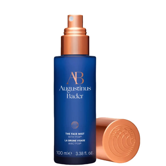 Augustinus Bader The Face Mist in a blue bottle with a gold spray nozzle for hydration and refreshment