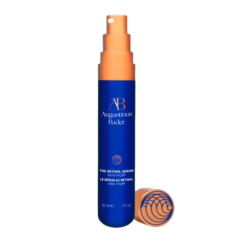 Augustinus Bader The Retinol Serum in a blue and orange bottle for anti-aging skincare