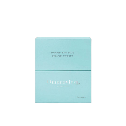 Omorovicza Budapest Bath Salts in turquoise packaging for a relaxing bathing experience
