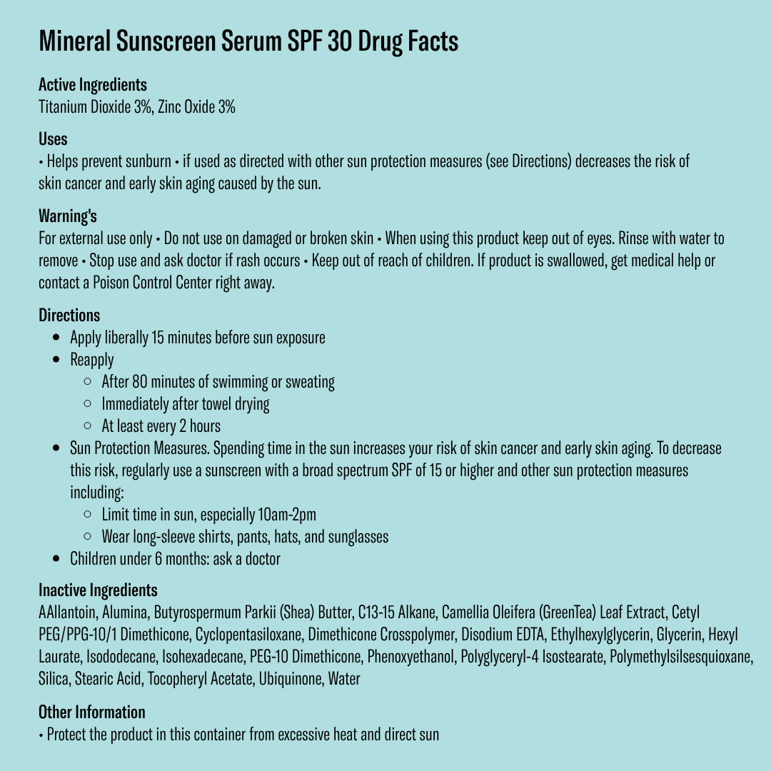 Bask SPF 30 Mineral Fragrance Free Sunscreen Serum
