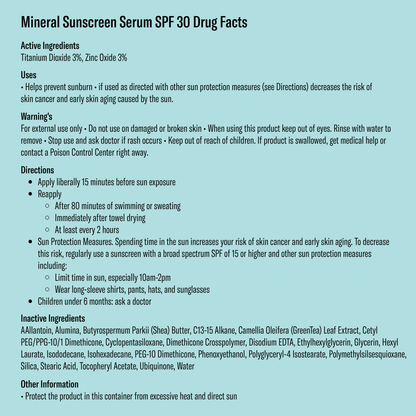 Bask SPF 30 Mineral Fragrance Free Sunscreen Serum