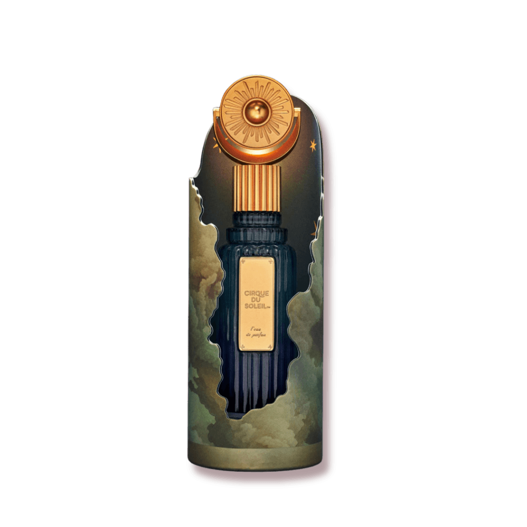 Cirque Du Soleil Unique Gourmand Fragrance in a beautifully designed bottle featuring celestial artwork