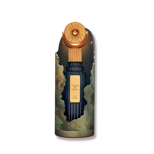 Cirque Du Soleil Unique Gourmand Fragrance in a beautifully designed bottle featuring celestial artwork