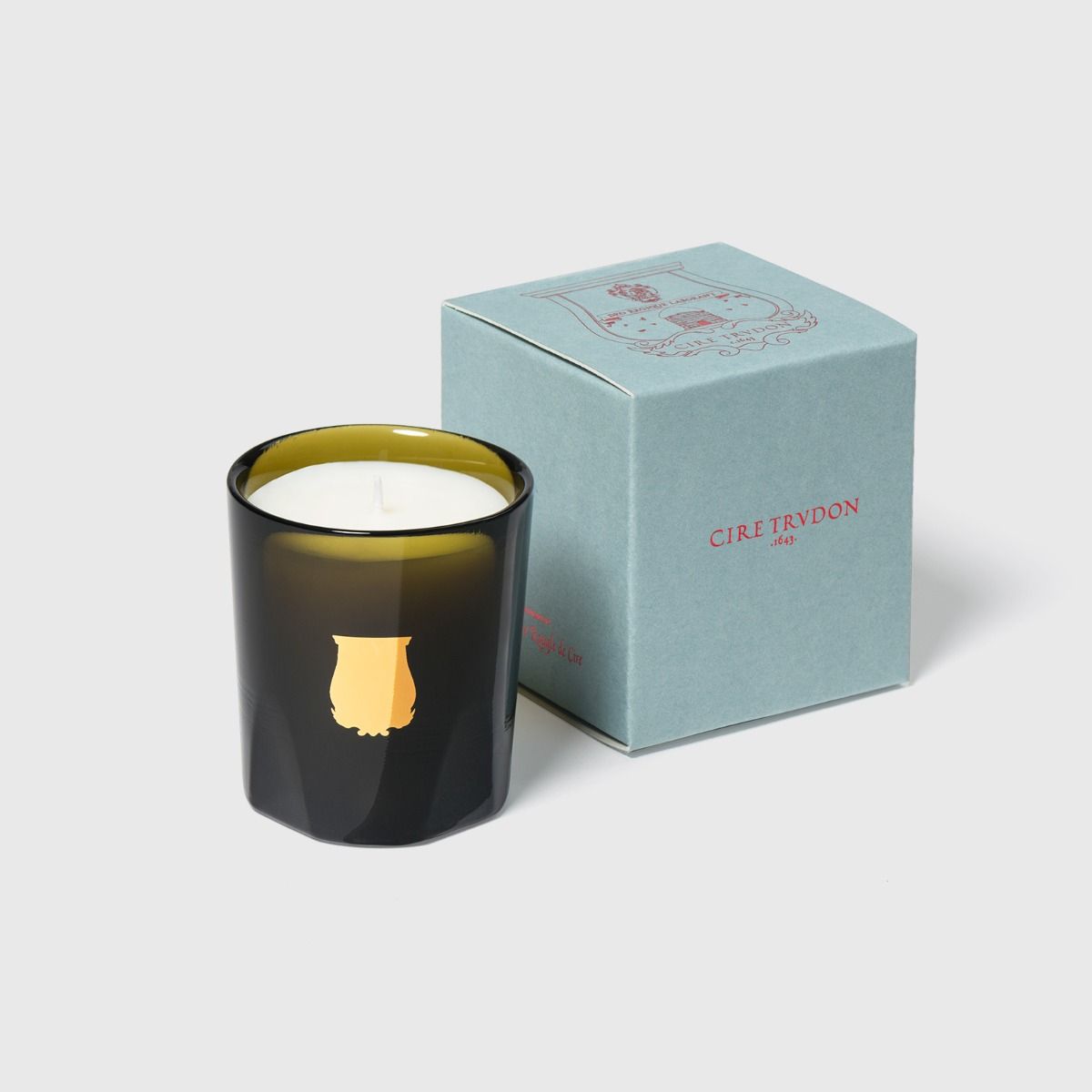 Cyrnos Candle by Trudon in a stylish black holder with elegant box packaging