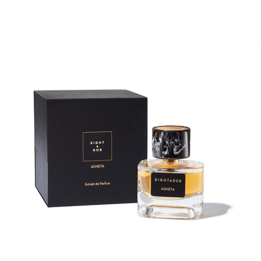 Eight & Bob Agneta Les Extrait Mysterious Oud parfum bottle with black and gold packaging