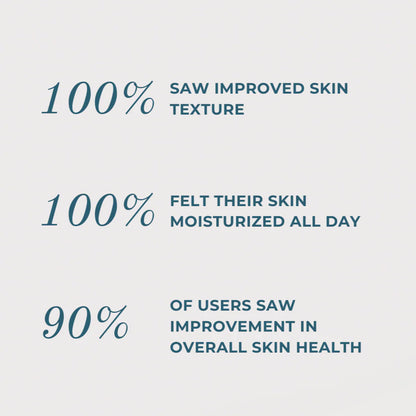 Text on a light background about skin improvement with a red liquid at the bottom.