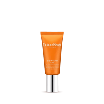 Natura Bissé C+C Vitamin Eye Cream in an orange tube with Gel With Ginseng And Vitamin C for brightening eyes