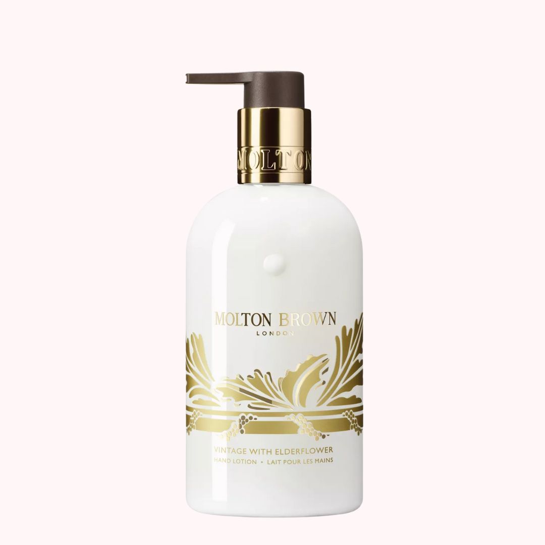 Molton Brown Vintage with Elderflower Hand Lotion in a luxurious bottle for the limited edition festive beauty hamper