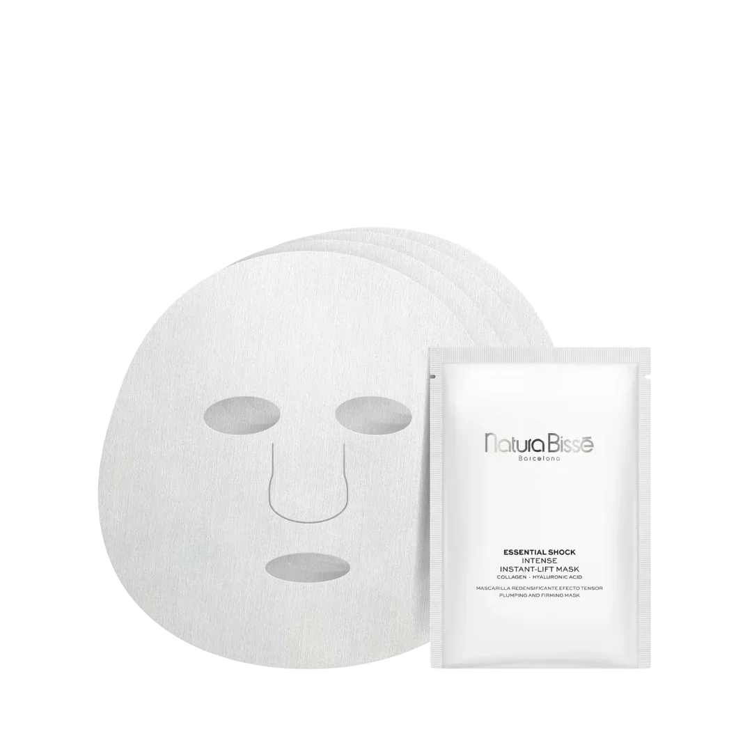 Natura Bissé Plumping And Firming Mask in a pack with three hydrating sheet masks for instant skin rejuvenation
