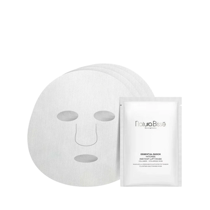 Natura Bissé Plumping And Firming Mask in a pack with three hydrating sheet masks for instant skin rejuvenation