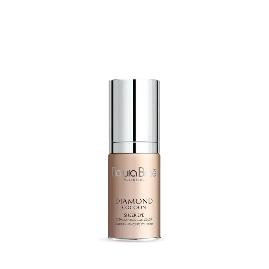 Natura Bisse Diamond Cocoon Sheer Eye Tinted Eye Cream in sleek packaging for brightening the under-eye area