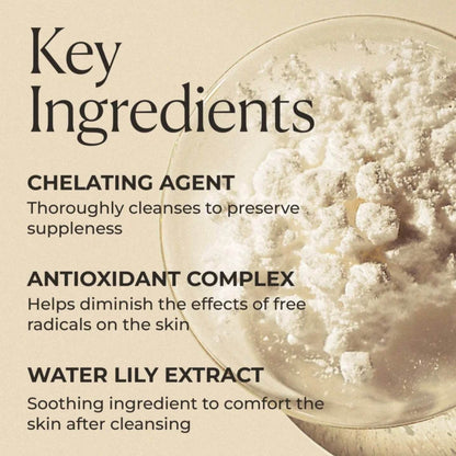 Natura Bissé Comfort Creamy Cleanser with key ingredients like chelating agent, antioxidant complex, and water lily extract