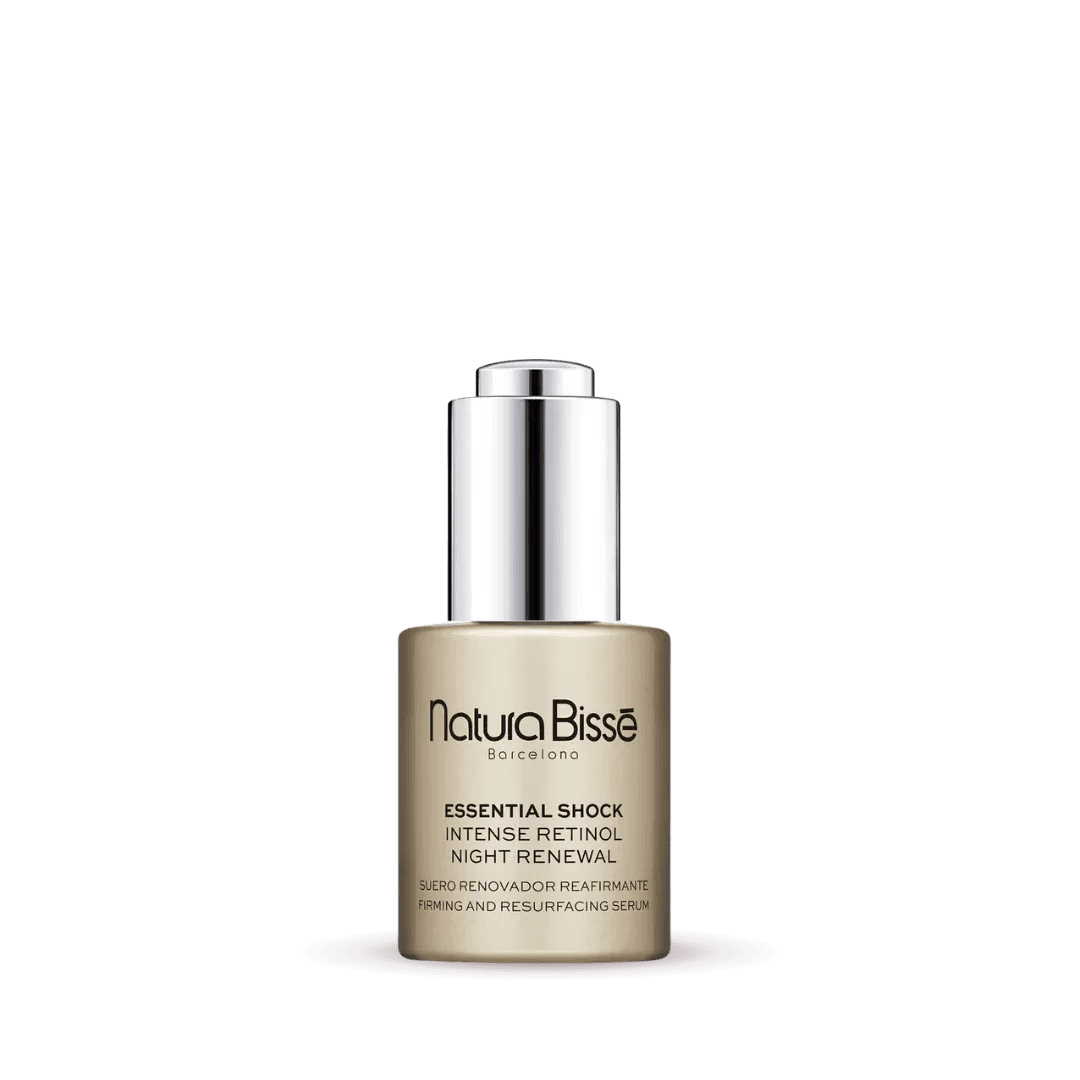 Natura Bissé Essential Shock Intense Retinol Night Renewal Firming And Resurfacing Serum in a sleek bottle