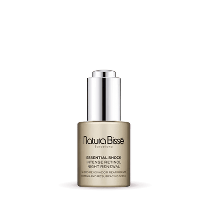 Natura Bissé Essential Shock Intense Retinol Night Renewal Firming And Resurfacing Serum in a sleek bottle
