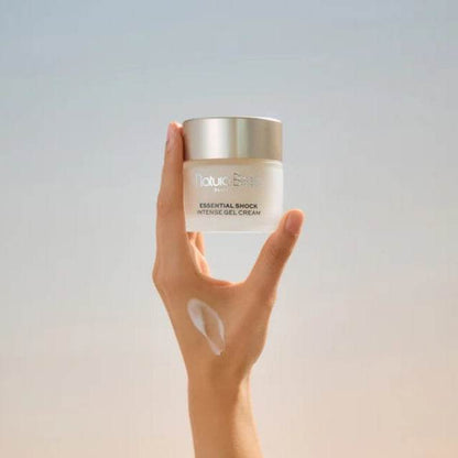 Natura Bissé Essential Shock Intense Gel Cream in a jar, showcasing a lightweight and firming gel cream formula