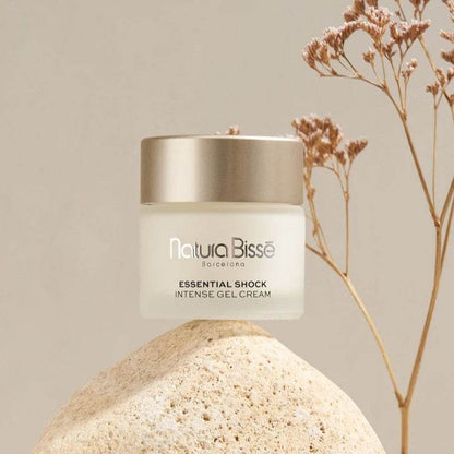 Natura Bissé Essential Shock Intense Gel Cream in a jar, featuring a lightweight and firming gel cream formula