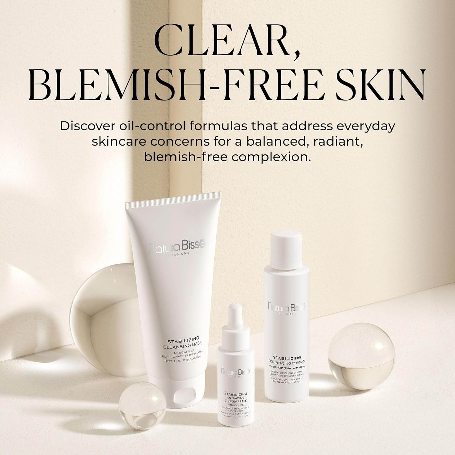 Natura Bissé Purifying and Deep Cleansing Mask with complementary skincare products for clear skin