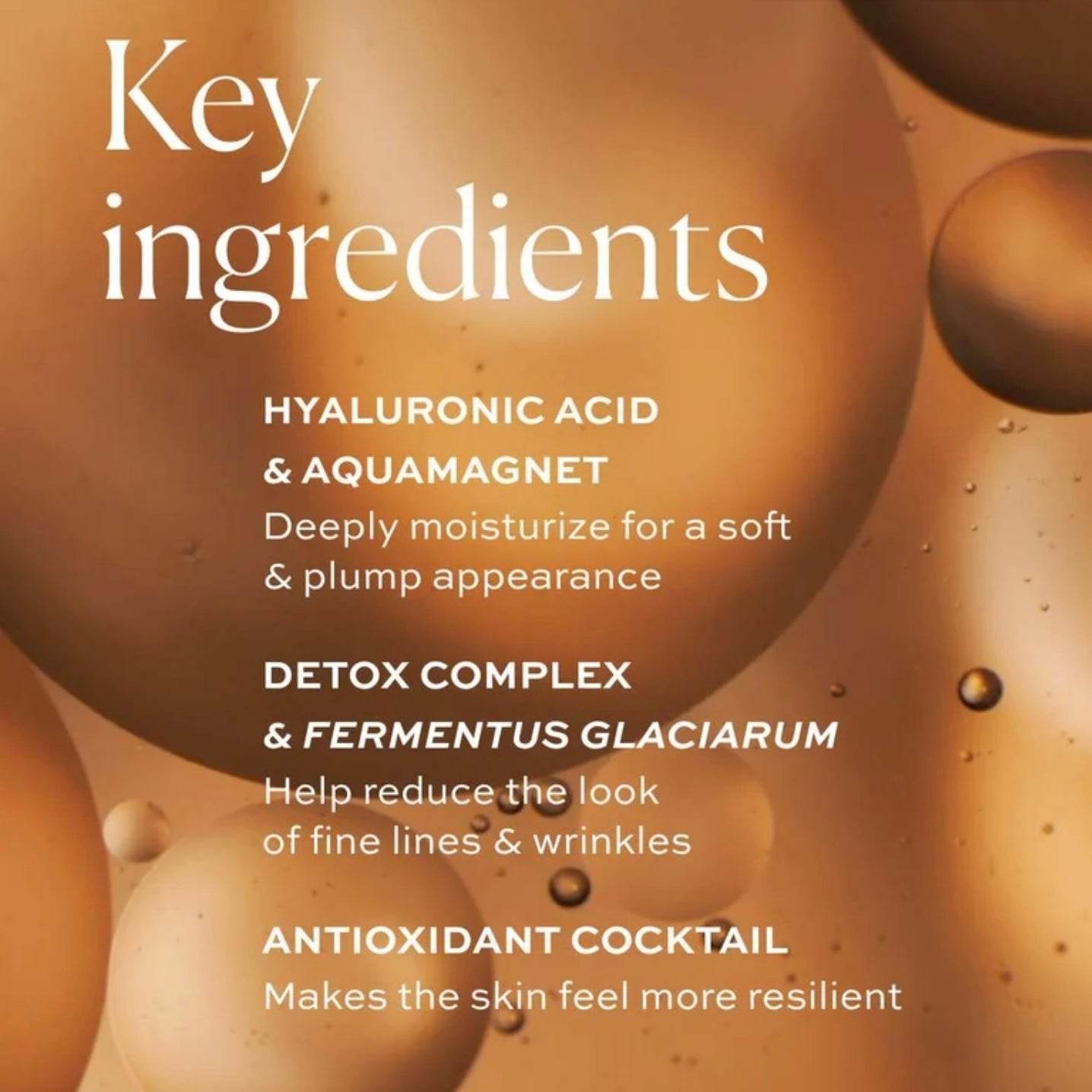 Natura Bisse Tinted Moisturizer featuring key ingredients for hydration and skin resilience