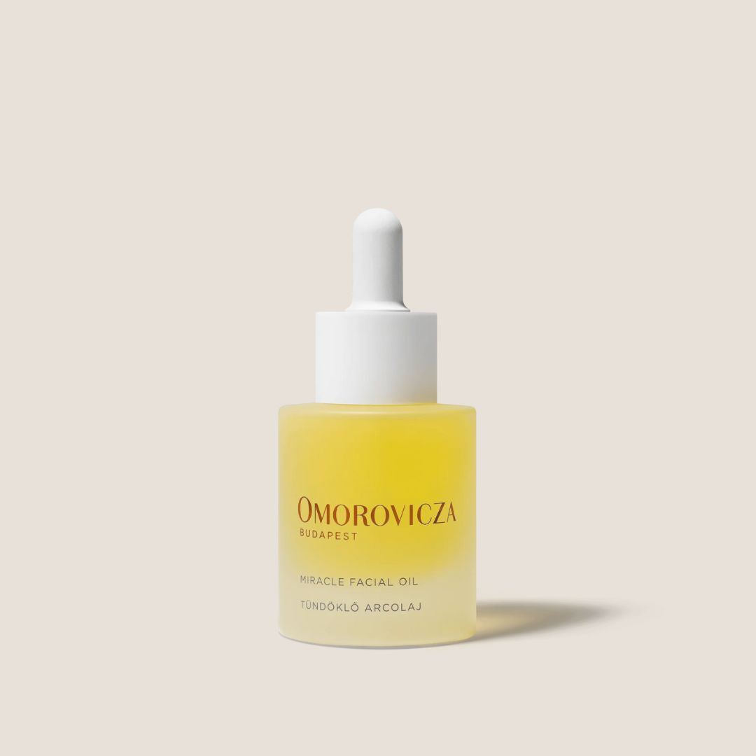 Omorovicza Bakuchiol Facial Oil in a glass dropper bottle for hydrating skincare routine
