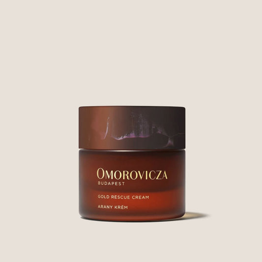 Omorovicza Gold Rescue Cream in a Brown Jar, nourishing Barrier Cream for skincare hydration