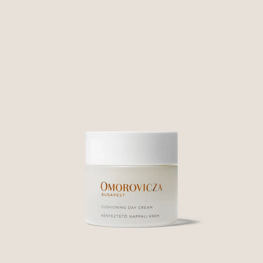 Omorovicza Cushioning Day Cream in elegantly designed jar for hydration and skin nourishment