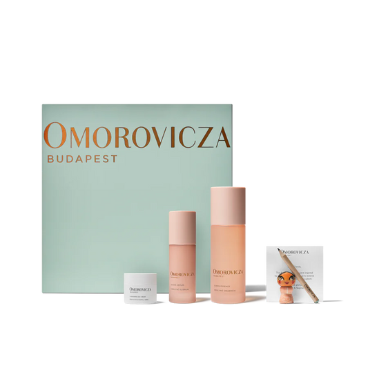Omorovicza Daily Queen Trio set featuring skincare essentials in elegant packaging