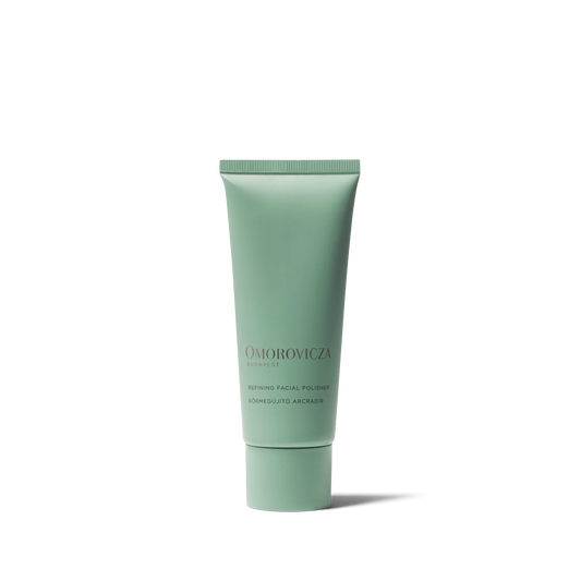 Omorovicza Refining Facial Polisher in a mint green tube for smooth and radiant skin