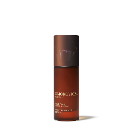 Omorovicza Gold Flash Firming Serum in a sleek bottle for youthful, radiant skin